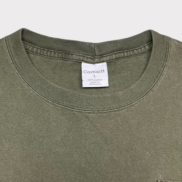 Vintage CARHARTT T-shirt ARMY GREEN Work-Wear Great Wear/Fade sz LARGE Early 00s - Picture 4 of 7
